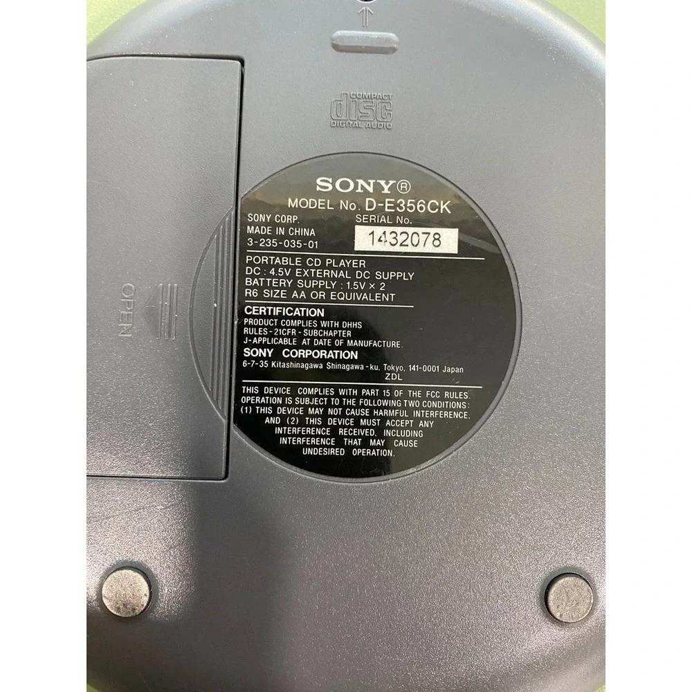 Sony CD Walkman Car Ready D-E356CK Silver Tested and Working